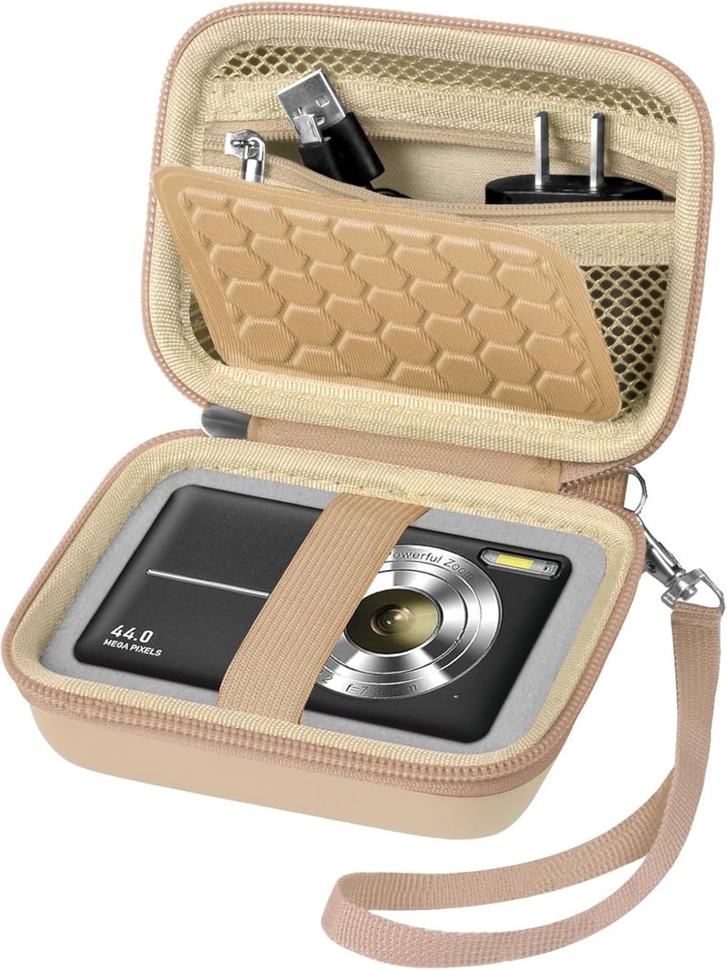 Comecase Carrying & Protective Case for Digital Camera, AbergBest 21 Mega Pixels 2.7" LCD Rechargeable HD/Kodak Pixpro/Canon PowerShot ELPH 180/190 / Sony DSCW800 / DSCW830 Cameras for Travel - Beige - Image 1